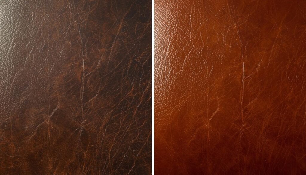 Leather before and after Saphir Renovateur treatment