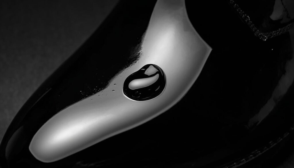 The lacquer coating is what shines, and what shows micro-scuffs first.